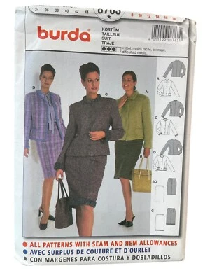 UNCUT FF Sewing Pattern Burda 8763 Suit Jacket Skirt Miss Size 8-18 - Image 1 of 2
