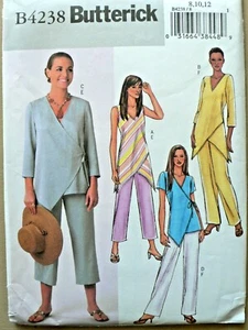 OOP BUTTERICK B4238 PATTERN MAKE A SYMMETRICAL WRAP TOPS TUNIC & PANTS SIZE 8-12 - Picture 1 of 2