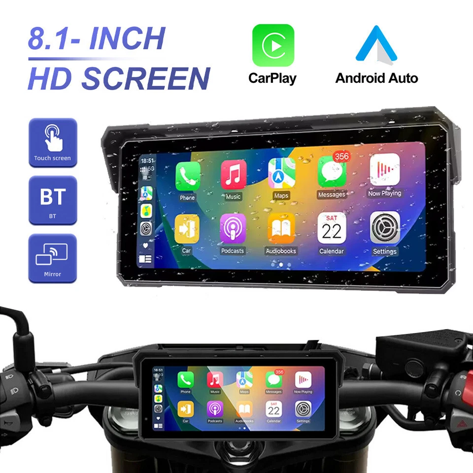 8.1" Wasserdicht Motorrad Apple CarPlay GPS Navi TouchScreen Navigator Autoradio - Bild 1 von 4