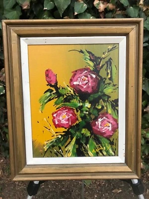 WATSON Original MODERNO ABSTRACTO FLORAL BODEGÓN Mediados de Siglo Años 60 Óleo y Lienzo Foto 1 de 4