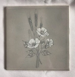 H&R Johnson Ceramic Wall Tiles NOS 6”x6” Gray Grey Floral England - Picture 1 of 3