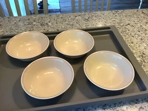 Set of 4 CORELLE English Breakfast Sandstone Soup/Cereal Bowls Dual Striped - Picture 1 of 6