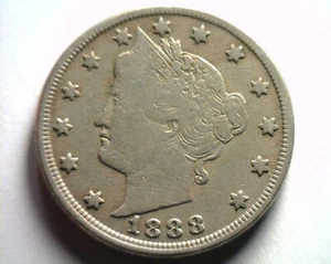 1888 LIBERTY NICKEL VERY FINE VF NICE ORIGINAL COIN BOBS COINS FAST SHIPMENT - Picture 1 of 2