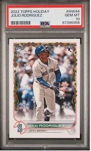 Tarjeta de novato 2022 Topps Holiday Julio Rodríguez RC #HW44 PSA 10 GEMA como nueva Marineros - Imagen 1 de 6