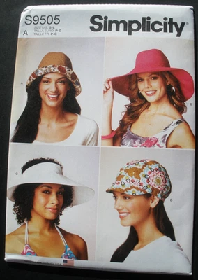 Simplicity 9505 Misses Hats Sewing Pattern Cap, Bell, Open Crown Sizes S, M, L - Image 1 of 2