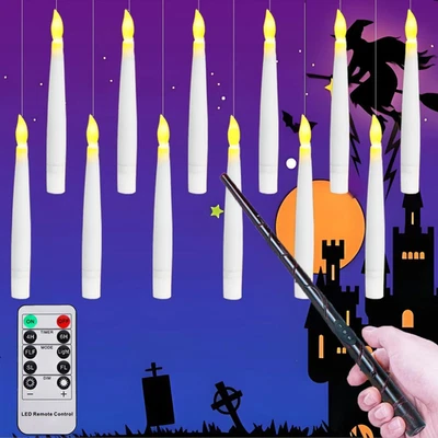 12 Stück LED Flammenlose Kerzen mit Zauberstab Fernbedienung Timer Stabkerzen - Bild 1 von 4