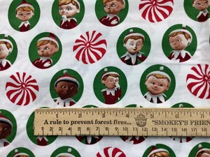 ELF ON THE SHELF Peppermint Fabric  Christmas Quilting Treasures  23” x 42” - Picture 1 of 2