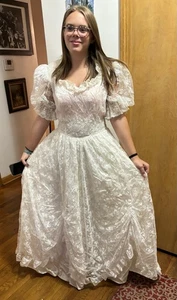 VTG Gunne Sax Jessica McClintock Dress Size 11 80s Lace Coquette Wedding Style - Picture 1 of 5