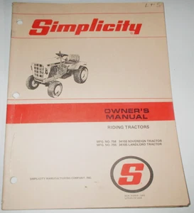 Simplicity Sovereign 3415S Landlord 3410S Tractor Owners/Parts Manual ORIGINAL! - Picture 1 of 3