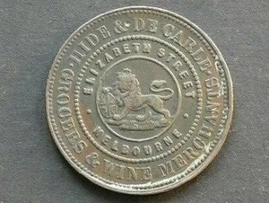 w1206. Australia, Halfpenny token, Victoria, 1858, Hide & De Carle, Melbourne. - Picture 1 of 2