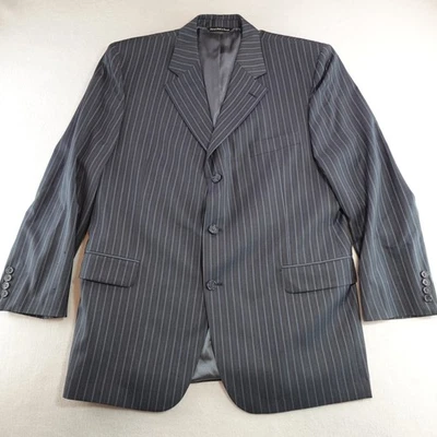 Jack Victor Blazer Mens 44R 100% Wool Blue Vitale CT Pinstripe Three Button Flaw - Image 1 of 4