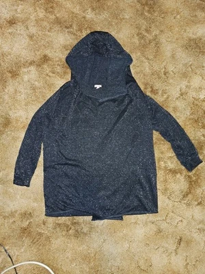 Suéter Juicy Couture para Mujer L Negro Sudadera con Capucha Abierta Fluido Drapey Brillante Y2K Foto 1 de 3