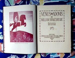 Venus and Adonis William Shakespeare Ben Kutcher illustrator 1930 - Picture 1 of 2