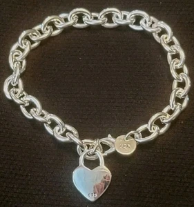 🩵 New 8" Rolo Link Bracelet With Heart Pendant Tiffany & Co Compatible 🩵 - Picture 1 of 7