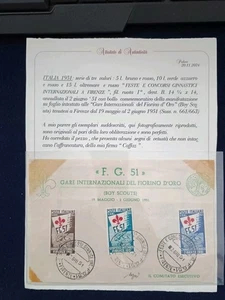 1951  Ginnici serie 3 valori Usati su foglio 2/6/1951 Certificato Caffaz - Imagen 1 de 4
