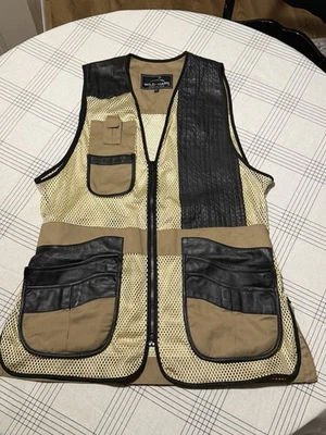 Wild Hare Men's Mesh Shooting Range Vest Left Handed XL Khaki & Black Leather - Image 1 of 4