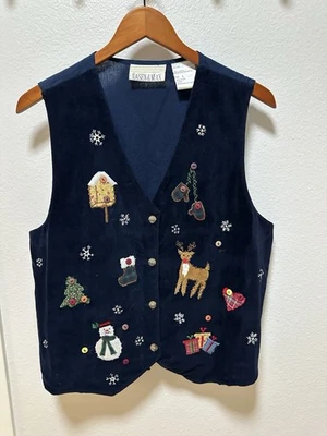 Casey & Max Vintage Embroidered Christmas Vest, Size Large - Image 1 of 4