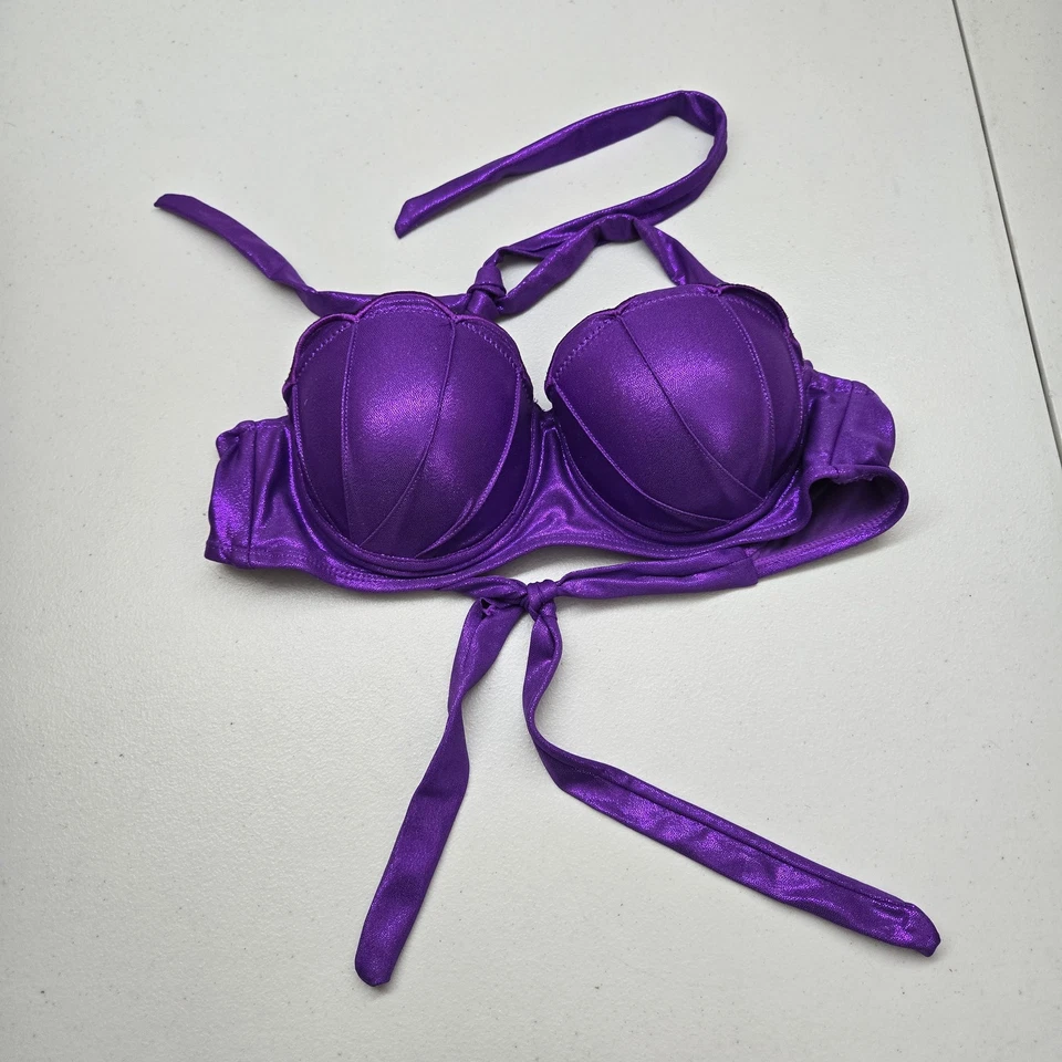 Disney Women Swimwear Medium Purple Halter Little Mermaid Bikini Top READ - Image 1 of 4