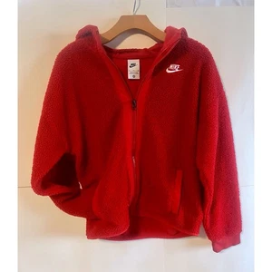 Nike Sportswear Club rot Kunstfell Fleece Reißverschluss Hoodie groß Kinder Größe XL - Bild 1 von 20