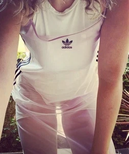 Adidas see through sheer festival lilac spaghetti strap shift dress - Picture 1 of 3