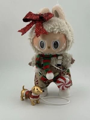 Labubu Clothes Christmas Outfit Bow Candy Cane ❤️ Scarf 💚 (No Doll) - Image 1 of 2