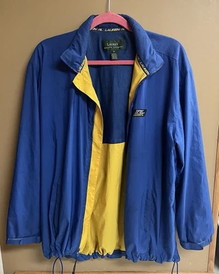 Chaqueta deportiva Lauren Ralph Lauren para hombre talla mediana azul y amarillo cremallera completa Foto 1 de 4