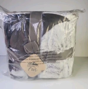 Berkshire Blanket & Home Co 50X70 Blanket Fur Throw Gray/ Brown  Bedding Cover  - Picture 1 of 8