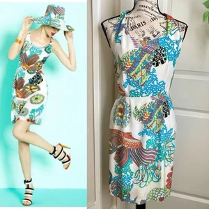 Vestido Banana Republic x Trina Turk Seda Tropical Twist Espalda Corredora Blanco Talla 4 - Imagen 1 de 15