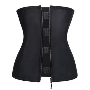 Deluxe LATEX  Corset Body Shaper Waist Trainer Underbust Zip Underbust Cincher - Picture 1 of 12