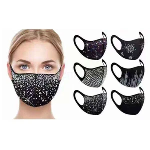 Adult Fashion Bling Face Mask Rhinestone Cotton Mask Washable Reusable Au! - Picture 1 of 12