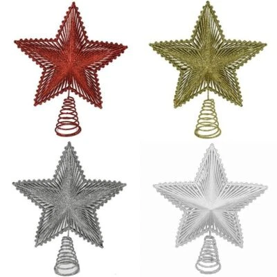 Puntale stella oro rosso bianco argento per albero di natale addobbi natalizi de - Immagine 1 di 4