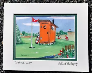 Outhouse Golf Bag Art Print personalized golfer golfing course bathroom his gift - Picture 1 of 6