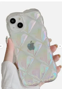 Quilted Gel Bubble Phone Case For IPHONE 13 Puffer 3D Iridescent - Picture 1 of 4