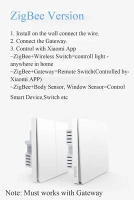 Aqara Switch Smart Light Control ZiGBee Ver Wall Switch Smart home Controller - Image 1 of 3