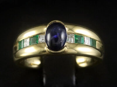 Paul Buchwald  Saphir Diamant Smaragd Ring ca. 1,84ct  8,5g 750/- Gelbgold - Bild 1 von 4