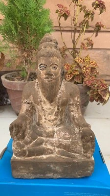Figura Estatua Antigua Coleccionable Piedra Tallada a Mano Hindú Sant Shree Kabirdas ji Foto 1 de 4