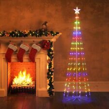 7.5ft LED Outdoor Christmas Tree Light Cone Xmas Decor with Star Toppers 8 Modes