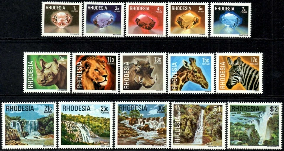 RHODESIA 1978 SG555-69 GEMSTONES, WILD ANIMALS AND WATERFALLS - SET  -  MNH - Image 1 of 1