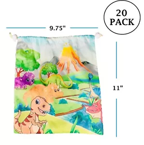 NEW Dinosaurs Drawstring Bags , Set of 20, Great Party Favor Bags 11"x9.75" - Picture 1 of 3