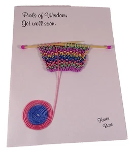 Tarjeta Get Well Soon Purls of Wisdom Karen Base Tejer Tema Perlas - Imagen 1 de 6