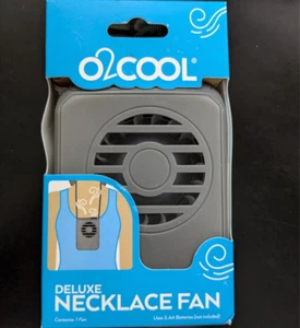 BRAND NEW IN BOX 02Cool Deluxe Personal Necklace Fan In Gray - Picture 1 of 8
