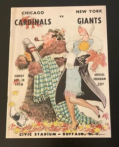 1958 Chicago Cardinals vs. New York Giants Program from Buffalo's Civic Stadium - Picture 1 of 7