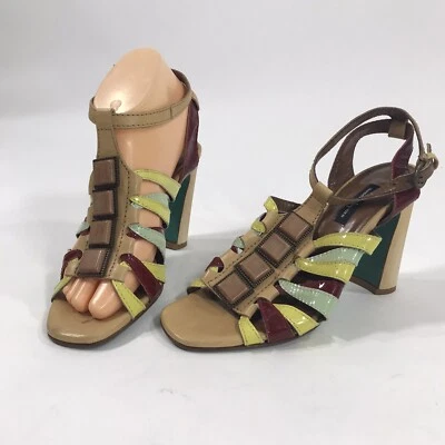 Сандалии на блочном каблуке с ремешками NANETTE LEPORE сделаны в Италии 7 B - Изображение 1 из 4