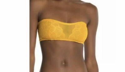 NUEVO CON ETIQUETAS $28 FREE PEOPLE Sujetador Malinda Bandeau de Encaje Sin Tirantes Sin Alambres: Amarillo Dorado, S Foto 1 de 4