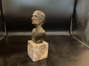 Busto firmato bronzo francese primi anni 1900 Tour de France ciclista 10 pollici - Foto 1 di 11