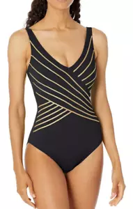 Costume da bagno Gottex Embrace scollo a V Surplice pezzo unico taglia 6 nuovo - Foto 1 di 3
