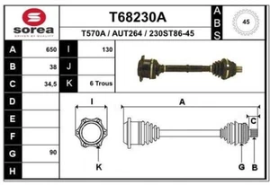 Antriebswelle Gelenkwelle für AUDI 100 A6 (4A C4 C3 44Q)  ABS-Ring 45 rechts NEU - Bild 1 von 2