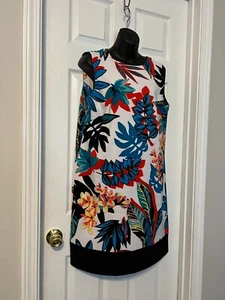 AGB DRESS White/Multicolor Floral Stretch Sleeveless Summer Dress Sz 12 NWOT - Picture 1 of 10