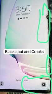 Samsung Galaxy Note 10 SM-N970U1 256GB Aura Glow Fully Unlocked BLACK SPOT/CRACK