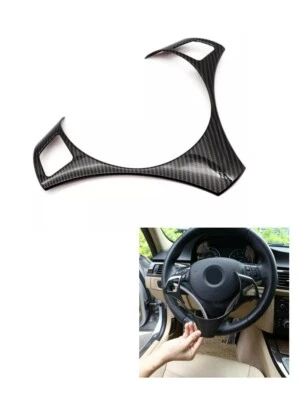 For BMW E90 E92 E93 335i 325i 330i Carbon Fiber Style Steering Wheel Cover Foto 1 de 4